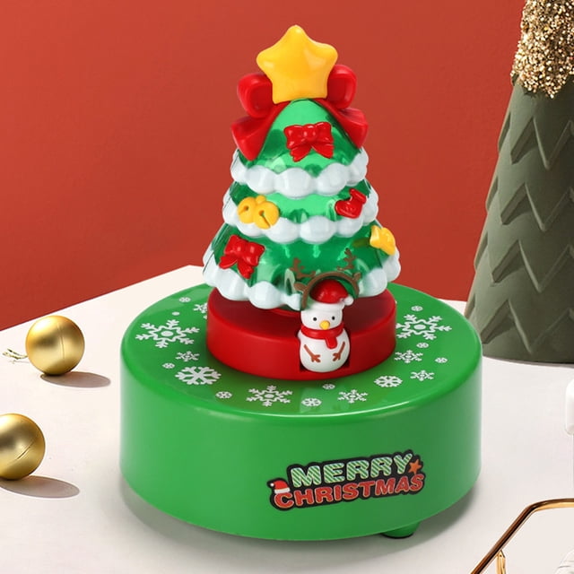 Christmas Tree Toy Sets, Crystal Ball Music Box, Mini Christmas Tree With Light, Rotating Snowman, 360 Rotation, Classic Christmas Song, Kids Holiday Gift, Decoration Toy