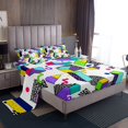 thumbnail image 1 of Erosebridal Colorful Geometric Bed Sheets Set King Size, Square Rectangle Bed Sheets King, Leopard Print Decor, 1 of 6