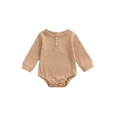 Xingqing Automne Bébé Garçons Filles Combinaisons Boutonnées Manches Longues Combinaisons Décontractées Café 0-3 Mois