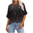 thumbnail image 1 of Pisexur Hauts pour Femmes Mode Décontractée Manches Courtes Col Rond T-Shirts Confortables Amples à Imprimé Floral Blouses Printemps Été Hauts Élégants à Imprimé Graphique Grande Taille Sorties S-5TG, 1 of 7