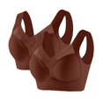 thumbnail image 1 of Pisexur 2PC Womens Bras No Underwire Full Coverage Front Closure Everyday Bras Set Solid Color Oversized Push Up Bra Comfort Seamless Nursing Bras for Breastfeeding Plus Size Bras, 1 of 2
