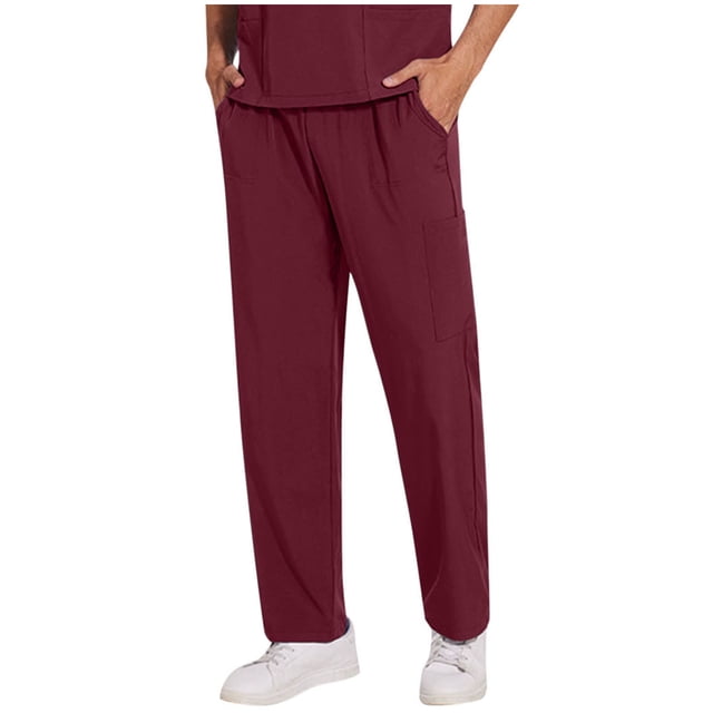 Clearance! Grrvtrz Cargo Scrub Pants for Men — Classic Straight Leg Fit, 4Pockets, 4-Way Stretch, Anti-Wrinkle Drawstring Scrub Pants
