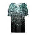 thumbnail image 4 of Qertyioot Blouses et Hauts pour Femmes Liquidation T-shirt Imprimé Mode Femme Manches Courtes Blouse Col Rond Hauts Décontractés, 4 of 5