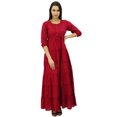 thumbnail image 2 of Bimba Robe Maxi d'Été en Coton à Manches 3/4 pour Femme, Taille à Cordon, 2 of 8