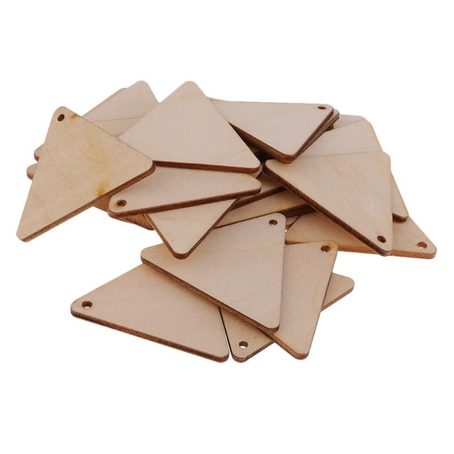 Pièces en Bois Non Finies en Forme de Triangle avec Trou 25 Pcs 50mm