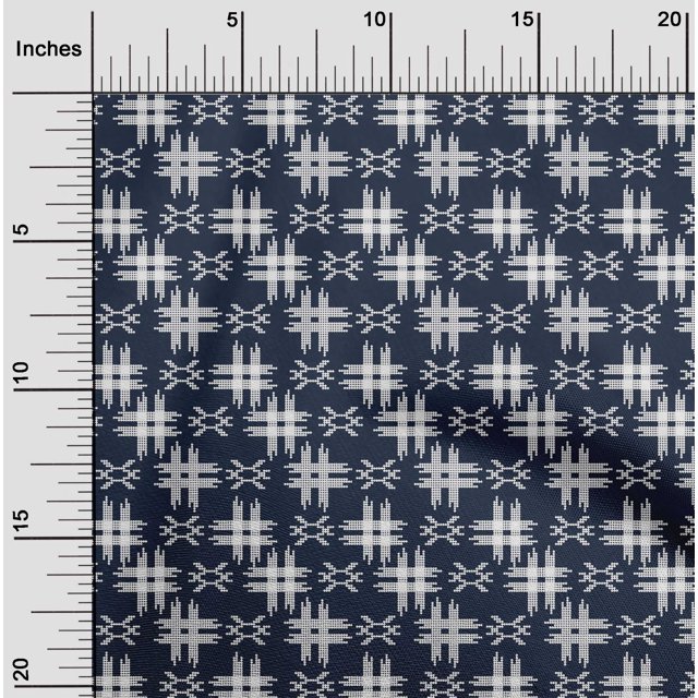 oneOone Polyester Lycra Fabric Check Kasuri Printed Fabric 1 Yard 56 Inch Wide