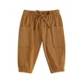 thumbnail image 1 of Faithtur Toddler Boys Casual Sports Pants Solid Color Drawstring Button Cargo Pants with Pockets, 1 of 8