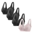 thumbnail image 1 of Timegard 4pc Bras for Women Front Closure Button High Support Ruched Breathable Comfort Everyday Bras, 1 of 5