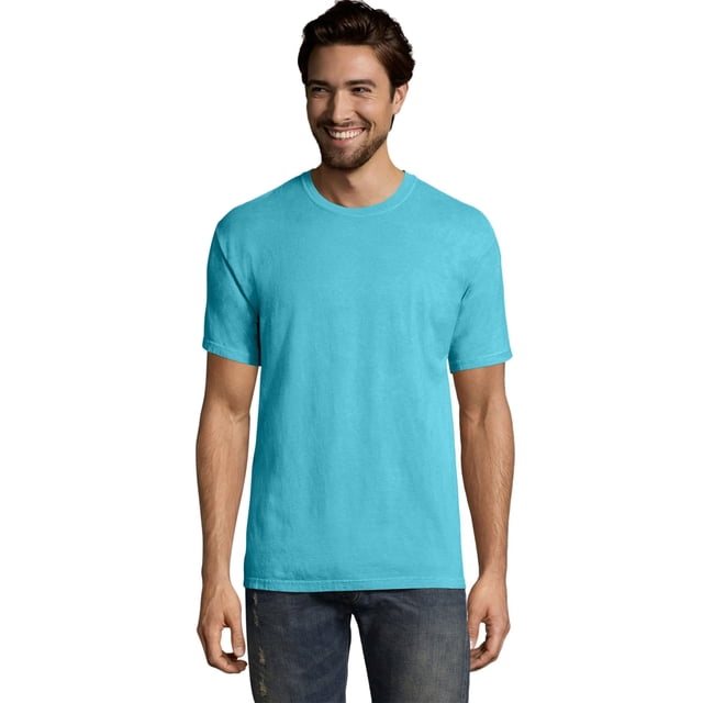 Hanes Mens Big ComfortWash Garment Dyed Short Sleeve Tee, L, Freshwater