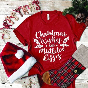 EGNMCR T-Shirts pour Femmes Noël Femmes Manches Courtes T-Shirt Décontracté T-Shirt Imprimé Drôle Hauts Blouse Tuniques