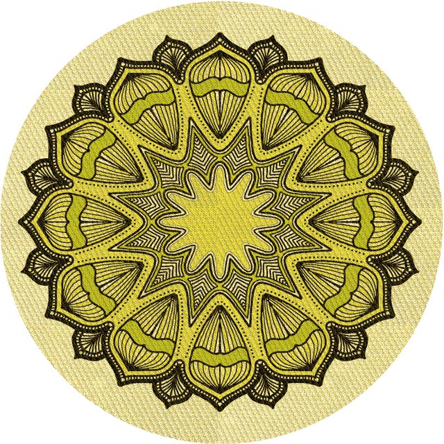 Ahgly Company Tapis de Zone Rond d'Intérieur Lavable à la Machine, Transitionnel, Jaune Néon, 6 Pieds Rond