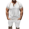 thumbnail image 1 of Birdeem Ensembles pour Hommes Chemise et Shorts Mode Décontractée Couleur Unie Blouses Courtes Col Rond Ensembles, 1 of 10