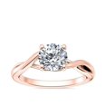 thumbnail image 1 of 1,00 Ct P.t. Rond Naturel Diamond Dernier Design Bague de Fiançailles Solitaire pour Femme en Or Rose Massif 18K Taille 8, 1 of 8