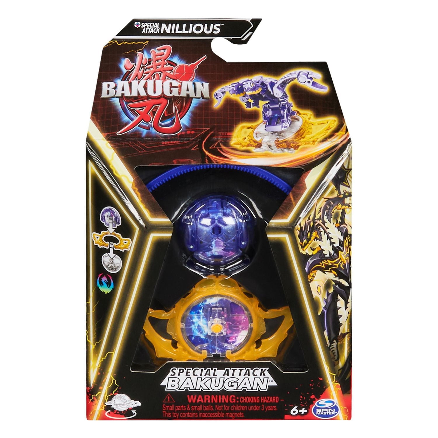 Bakugan, Special Attack Nillious, figurine articulée personnalisable rotative et cartes à collectionner, jouets pour garçons et filles à partir de 6 ans