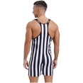 thumbnail image 4 of Zaldita Men's Striped Sleeveless Boxer Shorts Leotard Deep U Neck Racerback Slim Fit Rompers Black XL, 4 of 6