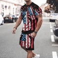 thumbnail image 1 of cllios Mens Independence Day Short Sets 4th of July Short Sleeve Tshirts and Drawstring Short Matching Suits Stars and Stripes Graphic Muscle Tracksuits Sets with Pockets, 1 of 5