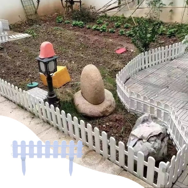Meitianfacai PVC Cottage Yard Fence Outdoor Small Fence Connectable Design Insert Ground Walkway Mini Fence Garden Patio Home Sideway Fence on Clearance