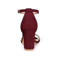 thumbnail image 2 of BLISSFUL STEP Women's Ankle Strap High Block Heels Sandals Burgundy 8, 2 of 7