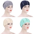 thumbnail image 3 of Women Solid Color Flower Design Hair Cover Muslim Bonnet Turban Hat Hijab Cap, 3 of 7