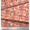 thumbnail image 2 of Soimoi polyester Crepe Fabric Love Text & Puppies Dog Print Sewing Fabric Yard 42 Inch Wide, 2 of 3