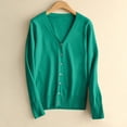 thumbnail image 2 of aohooy Cardigan Button Up Women Knit V-Neck Soft Cardigans Solid Open Front Long Sleeve Sweaters Green,XXL, 2 of 9