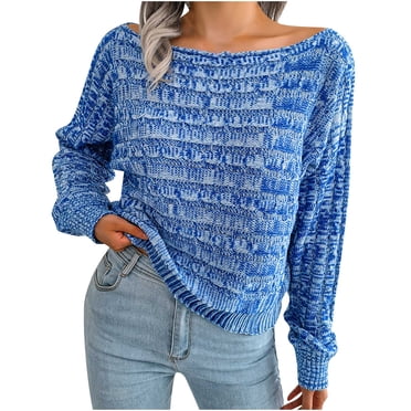 IROINID Chandail à Col Bateau pour Femme, Chandail en Tricot Uni, Décontracté, Longueur Courte, Manches Longues
