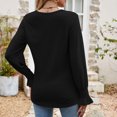thumbnail image 5 of CEHVOM T-shirt Mode Femme Col en V Manches Longues Ample Liquidation, 5 of 5