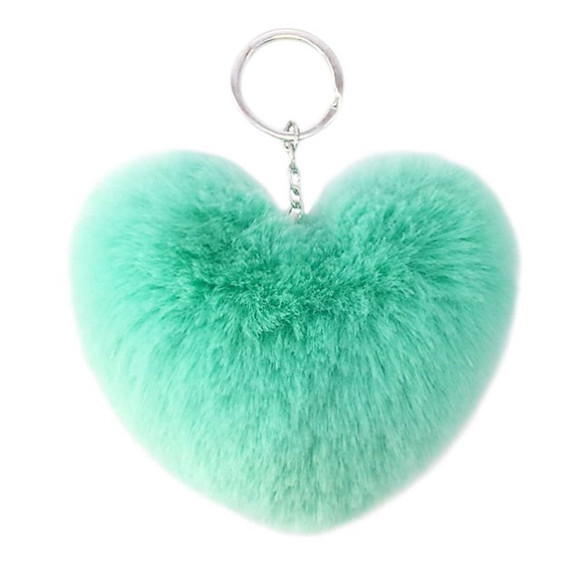 Heart Shape Hair Pendant Handbag Decor Keychain Key Buckle Ring Shoulder Bag Hanging Ornaments