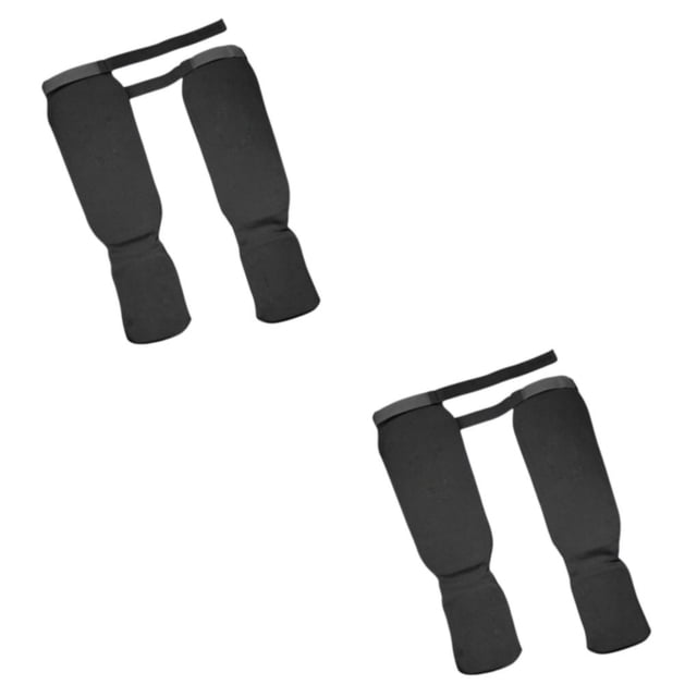 Transemion 1 Pair Shin Instep Guards MMA Elastic Protector and Protection Supplies Training Black L 2Set