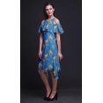 thumbnail image 4 of Bimba Blue Bird Printed Womens Cold Shoulder Tunic Party Round Neck Shift Dress - XXX-Large, 4 of 6