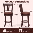thumbnail image 3 of Gymax 26'' Counter Height Swivel Barstools Set of 4 High Backs & Footrests Solid Wood, 3 of 10