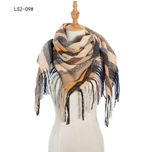 Dvkptbk Foulards pour Femmes Mode Hiver Femmes Foulard Colorée Décontractée Foulard à Franges Châle Vêtements en Liquidation