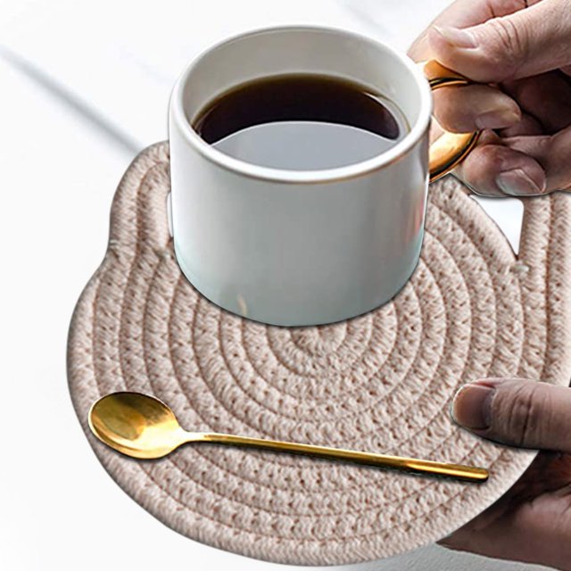 EGNMCR Placemats Table Placemats Heat-resisting Cotton Rope Placemat With Hanging Ears ,Easy To Rinse A placemat