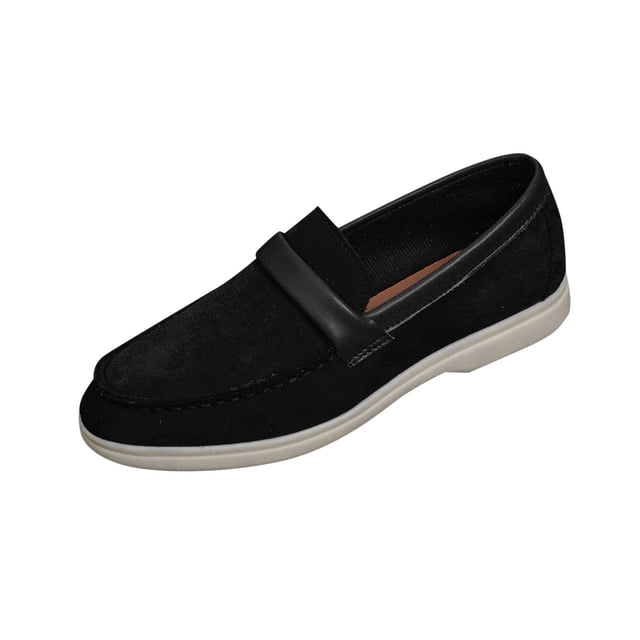 Mocassins Noirs pour Femmes à Enfiler Bout Rond Bout Fermé Semelle Plate Décontractés Printemps Été Chaussures Extérieur Intérieur Usage Quotidien Polyvalents Design Uni Taille 36