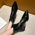 thumbnail image 4 of Styesk Boots for Women Women's Fashion Casual Spring Short Boots Solid Color Splicing Pointed Back Zipper Thick Heel Low Heel Ankle Boots Work Boots for Women, 4 of 9