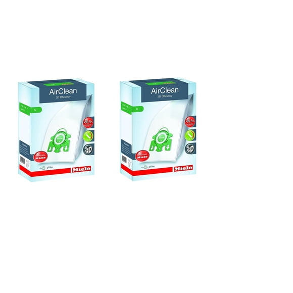 Miele AirClean 3D Efficiency Dust Bag, Type U, 8 Bags & 4 filters