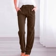 thumbnail image 2 of Timegard Womens Cotton Linen Pants Elastic Waisted Drawstring Straight Leg Solid Color Casual Pants, 2 of 6