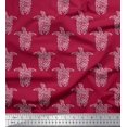 thumbnail image 1 of Soimoi Moss Georgette Fabric Turtle Block Print Fabric by The Yard 42 Inch Wide, 1 of 3