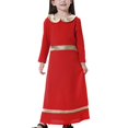 thumbnail image 3 of Belles Robes de Pâques pour Filles en Liquidation Robe Longue Musulmane Filles Moyennes Grandes Manches Longues Col Claudine Robe à Blocs de Couleur Robe Bouffante pour Filles Robe Tutu pour Tout-Petits Rouge Nouveau, 3 of 7