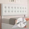 thumbnail image 4 of King Size Bed Frame with 4 Storage Drawers, Upholstered Platform Bed Frame with Adjustable Headboard, Wooden Slats Support, Button Tufted Design, No Box Spring Needed - Beige, 4 of 8