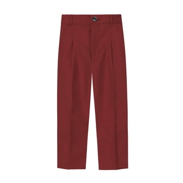 IROINID Savings Boys Uniform Pants Toddler Kids Big Cute Solid Color Lattice School Uniform Suit Pants Trousers,Burgundy