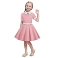 thumbnail image 1 of XEGLSBU Short Sleeve Belt Splicing Vintage Children's Dress Princess Dress, 1 of 7