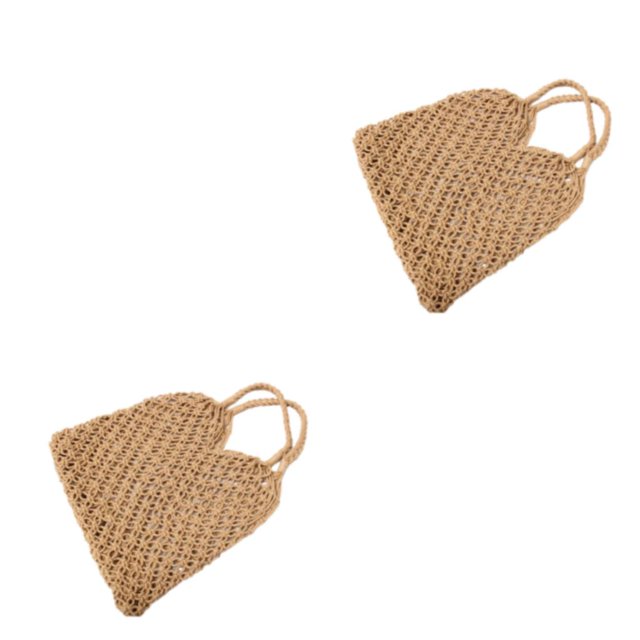 Decodeary Stay Organized And Fashionable With Reusable Shoulder Bag Wide Application Blended Straw Beach Bag khaki 2Set