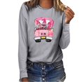 thumbnail image 2 of CEHVOM Femmes Col Rond Casual Manches Longues Cancer du Sein Tops, 2 of 4