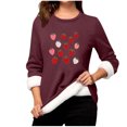 thumbnail image 2 of Heisall Chemises de Base pour Femmes Automne Hiver Imprimé Floral Col Rond Manches Longues Épaissies Polaire Teddy Shearling Chaud Ajusté Hauts Thermiques pour Usage Quotidien par Temps Froid, 2 of 3