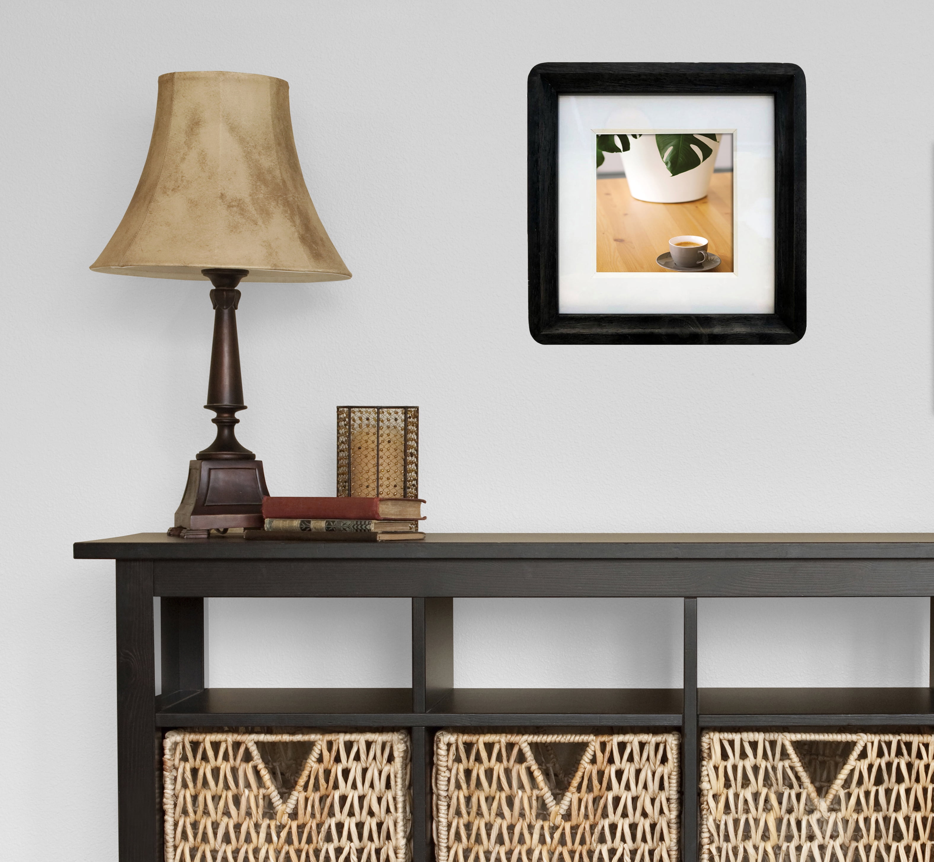 Curved Edge 7x7in Black Decorative Wood Frame, Decorative Tabletop and Wall Picture Frame