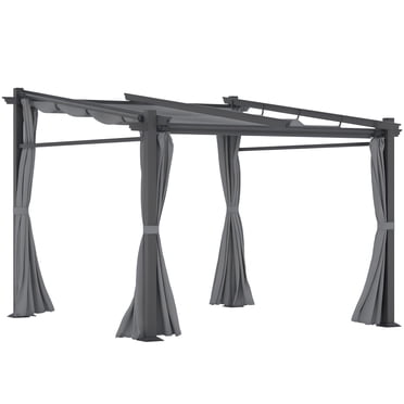 Outsunny Pergola en Métal 10 Pieds x 10 Pieds avec Toit à Auvent Rétractable, Gris Foncé