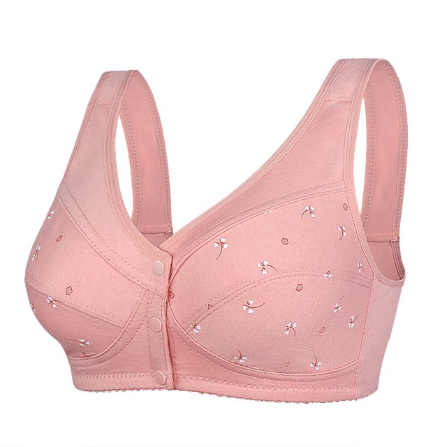 Timegard Plus Size Bras for Women Front Closure Button Wirefree Full Coverage Comfort Everyday Bras