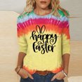 thumbnail image 2 of Dvkptbk Chemises pour Femmes Chic Décontracté 2024 Joyeuses Pâques Hauts Graphiques Mode Décontracté Col Rond Manche Trois Quarts T-Shirt Haut, 2 of 3