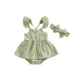thumbnail image 1 of xiaxaixu Ensemble de Barboteuse pour Bébé Fille, Robe Trapèze à Manches Volantées et Col Ras du Cou avec Bandeau pour un Usage Quotidien Décontracté, 1 of 8